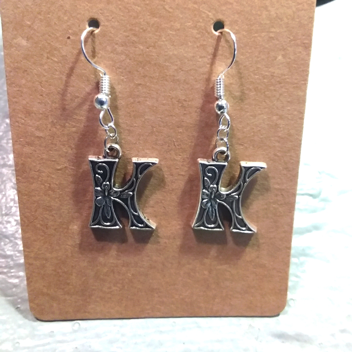 Initial "K" Earrings